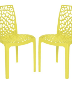 Supreme Web Armless Plastic Chair | Plastic Dining Chair for Home | Office | Cafe | Garden | Indoor&Outdoor Use | Colour: Lemon Yellow; Set of 2 Pcs.